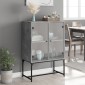 vidaXL Βοηθητικό Ντουλάπι Γκρι Σκυροδ. 69x37x100 εκ. Γυάλινες Πόρτες