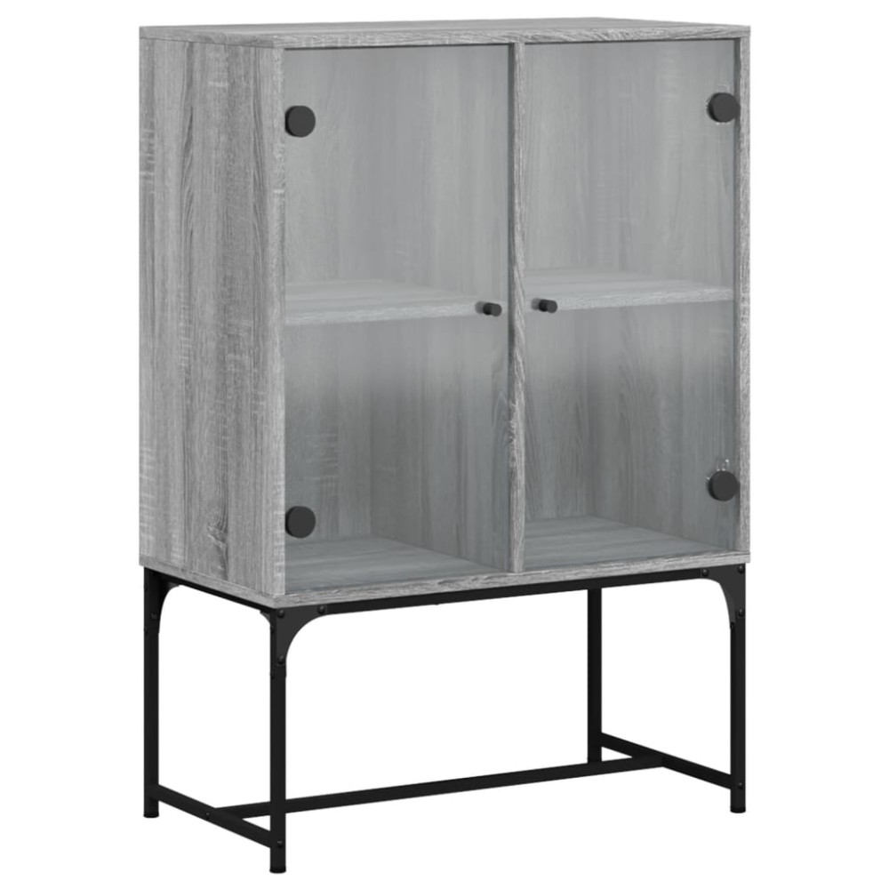 vidaXL Βοηθητικό Ντουλάπι Sonoma Γκρι 69x37x100 εκ. με Γυάλινες Πόρτες
