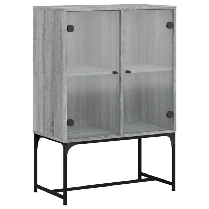 vidaXL Βοηθητικό Ντουλάπι Sonoma Γκρι 69x37x100 εκ. με Γυάλινες Πόρτες