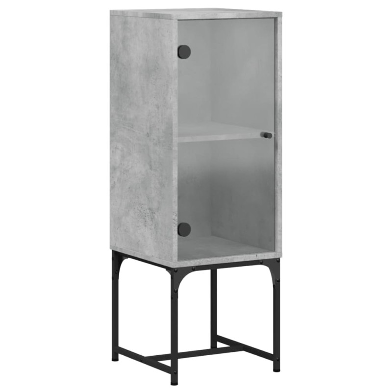 vidaXL Βοηθητικό Ντουλάπι Γκρι Σκυροδ. 35x37x100 εκ. Γυάλινες Πόρτες