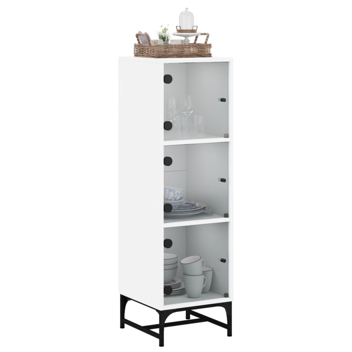 vidaXL Ντουλάπι Λευκό 35 x 37 x 120 εκ. με Γυάλινες Πόρτες