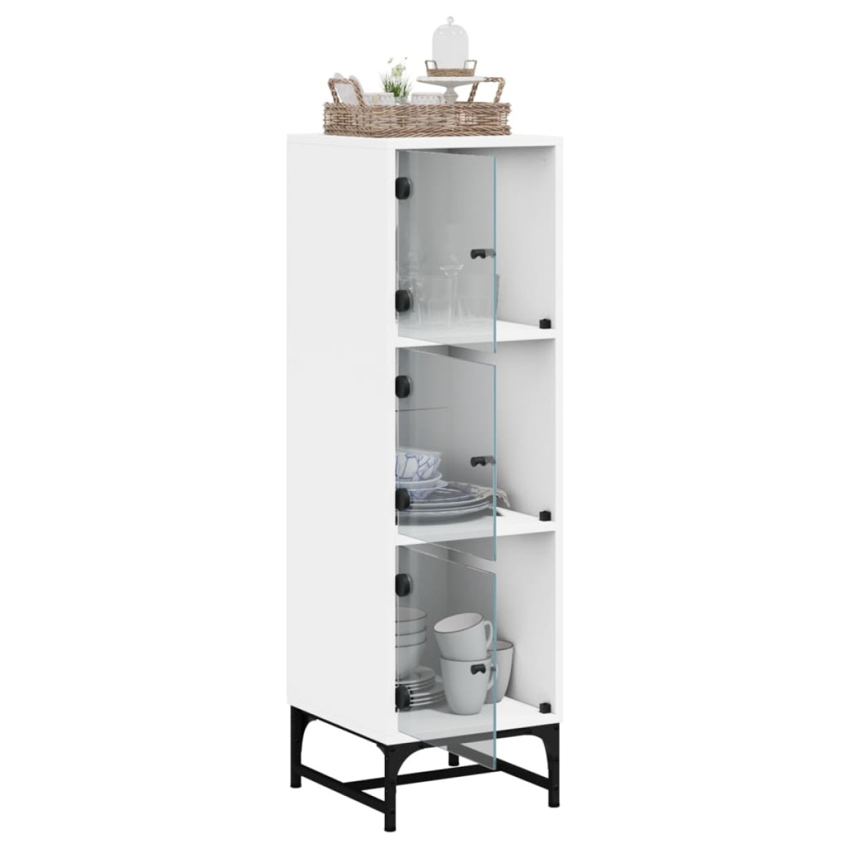 vidaXL Ντουλάπι Λευκό 35 x 37 x 120 εκ. με Γυάλινες Πόρτες
