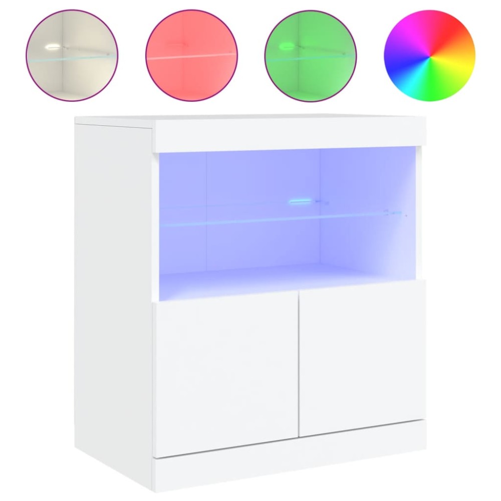 vidaXL Μπουφές με Φώτα LED Λευκός 60 x 37 x 67 εκ.