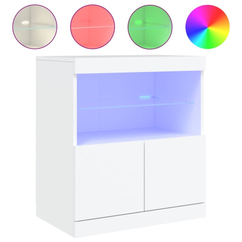vidaXL Μπουφές με Φώτα LED Λευκός 60 x 37 x 67 εκ.