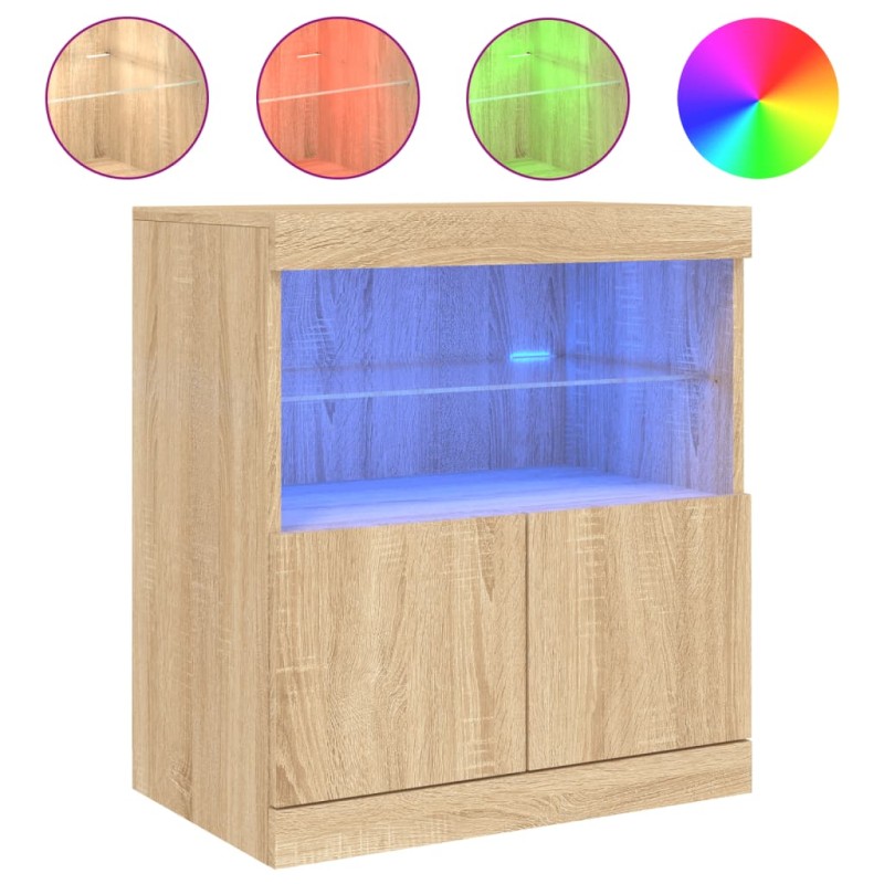 vidaXL Μπουφές με LED Sonoma Δρυς 60 x 37 x 67 εκ.
