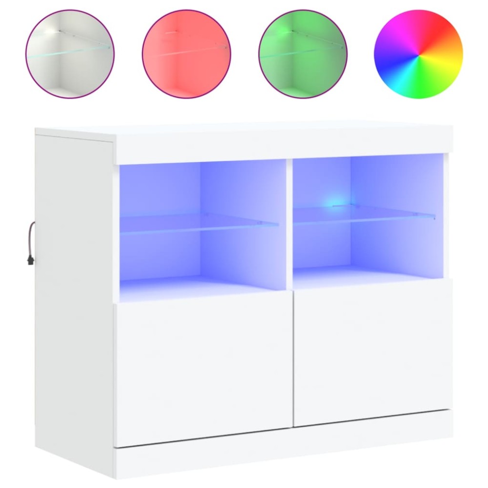 vidaXL Μπουφές με Φώτα LED Λευκός 81 x 37 x 67 εκ.