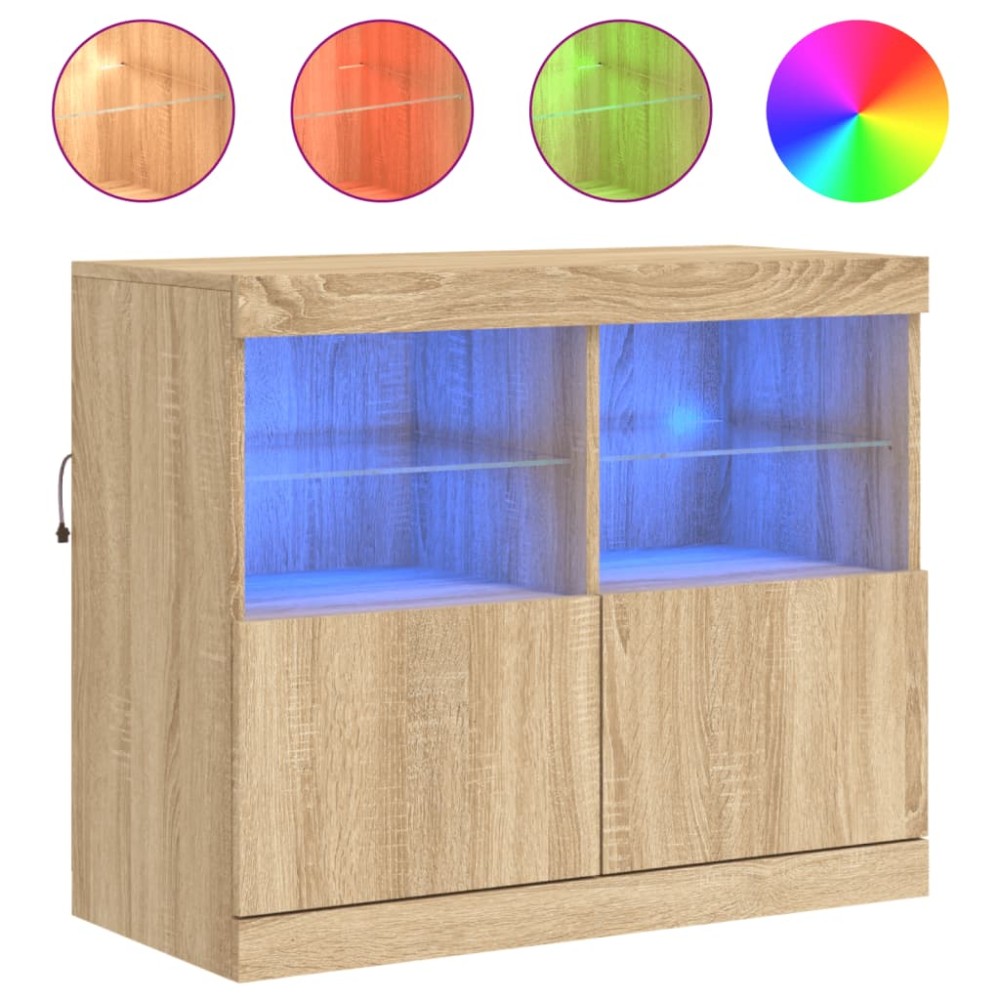 vidaXL Ντουλάπι με LED Sonoma Δρυς 81 x 37 x 67 εκ.