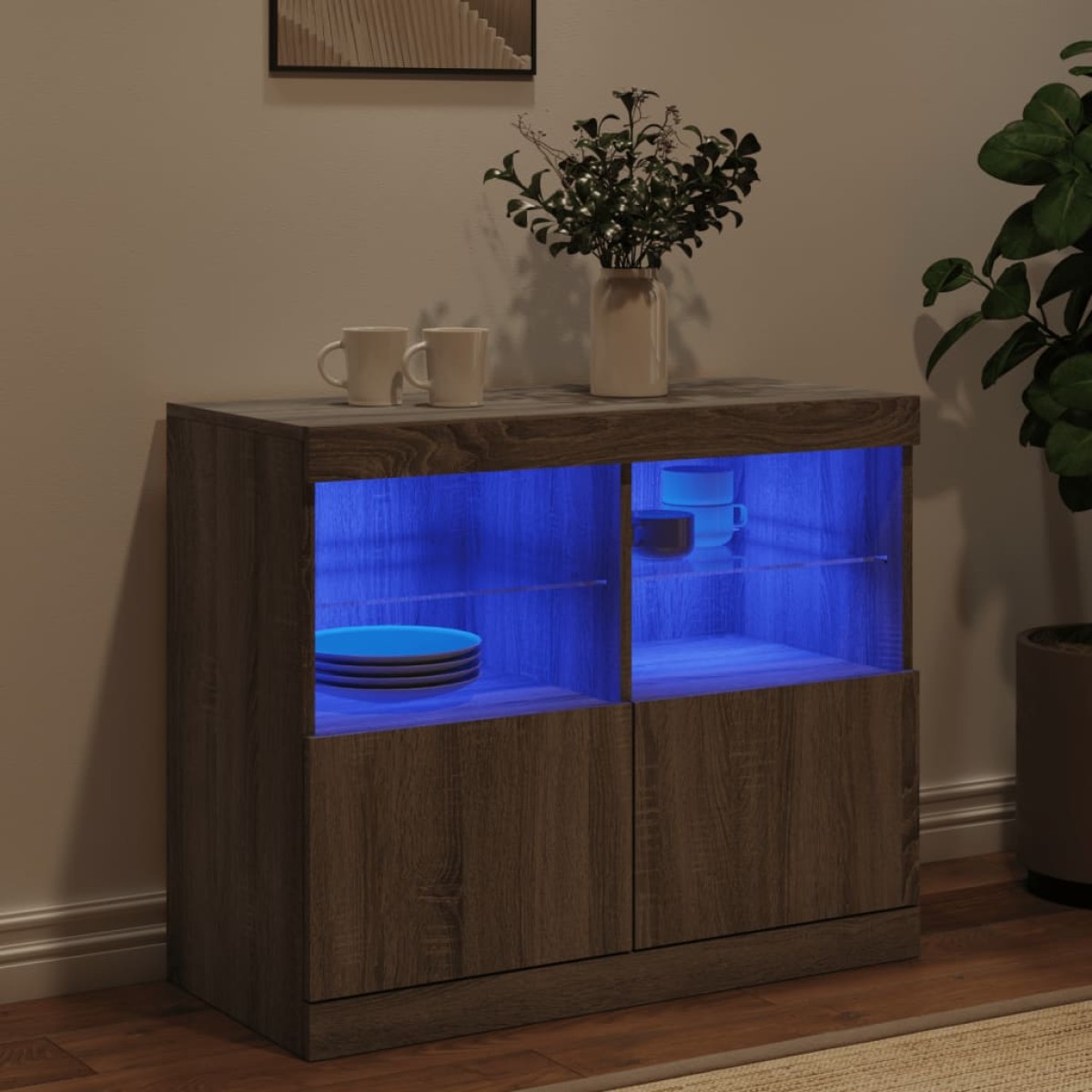 vidaXL Μπουφές με LED Γκρι Sonoma 81 x 37 x 67 εκ.