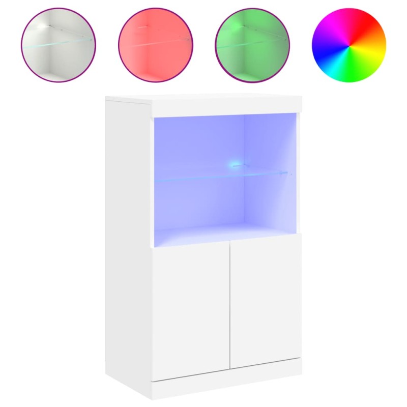 vidaXL Μπουφές με Φώτα LED Λευκός 60,5 x 37 x 100 εκ.