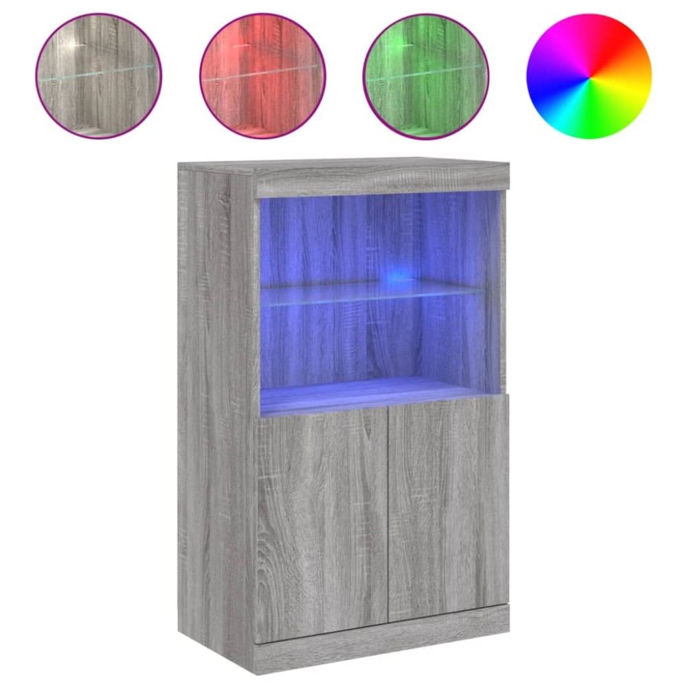 vidaXL Μπουφές με LED Γκρι Sonoma 60,5 x 37 x 100 εκ.