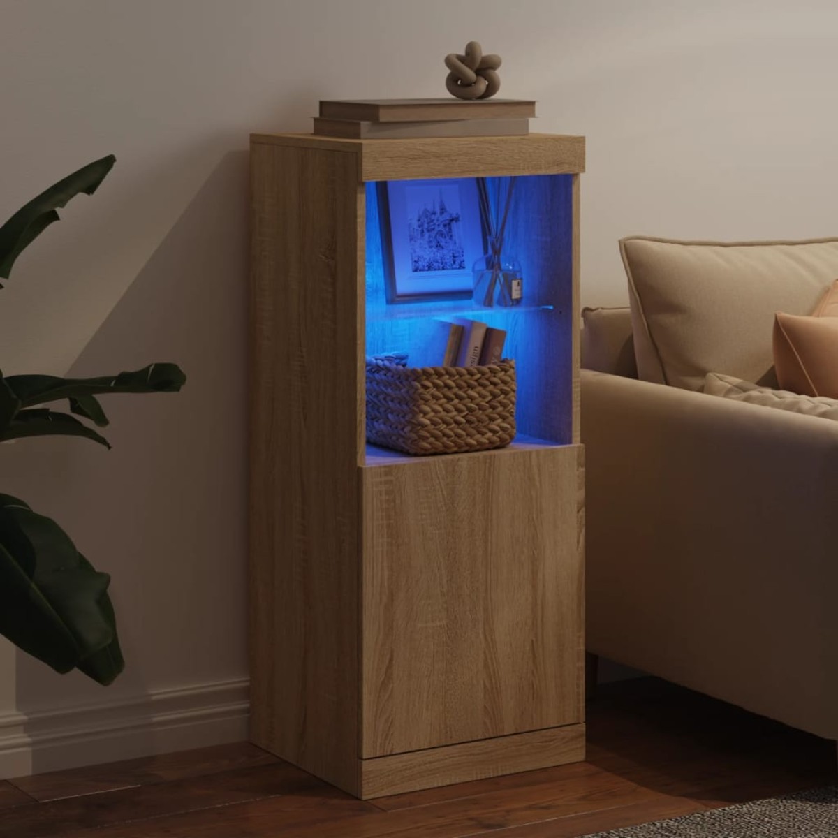 vidaXL Μπουφές με Φώτα LED Sonoma Δρυς 41 x 37 x 100 εκ.
