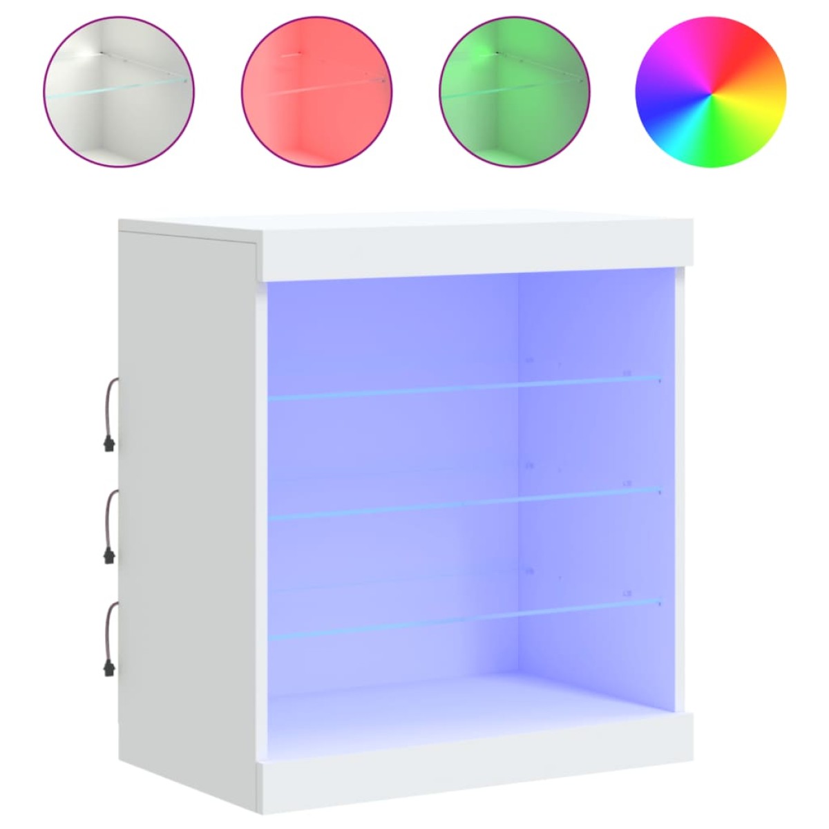 vidaXL Μπουφές με Φώτα LED Λευκός 60,5 x 37 x 67 εκ.