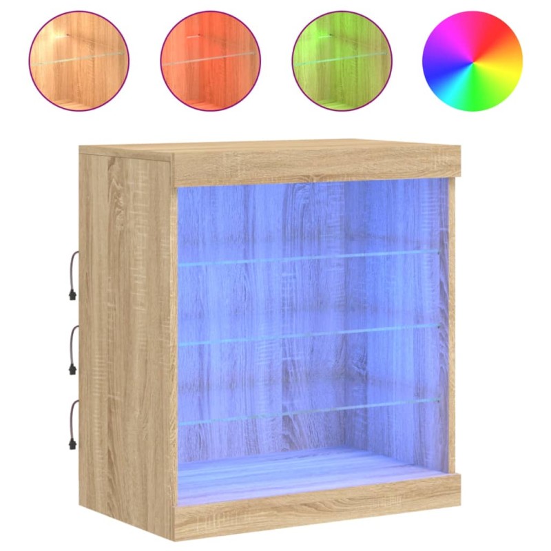 vidaXL Ντουλάπι με LED Sonoma Δρυς 60,5x37x67 εκ.