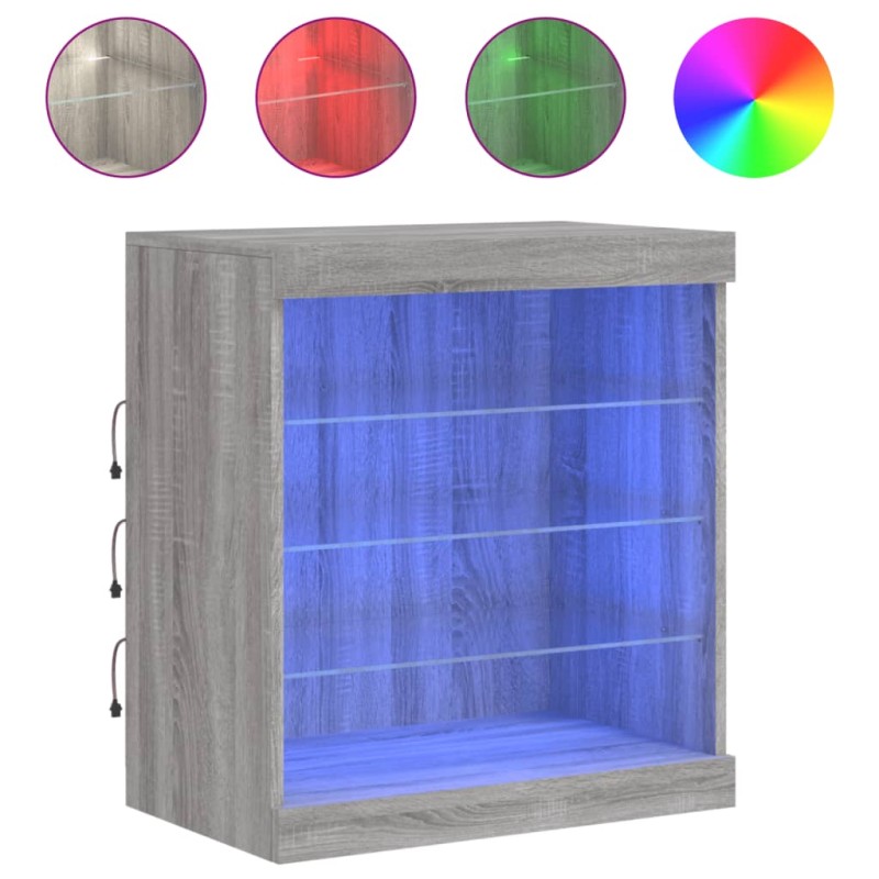 vidaXL Μπουφές με LED Γκρι Sonoma 60,5 x 37 x 67 εκ.