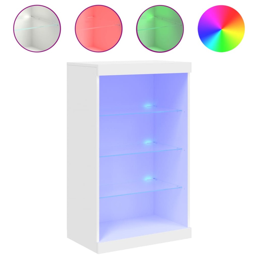 vidaXL Μπουφές με Φώτα LED Λευκός 60,5 x 37 x 100 εκ.