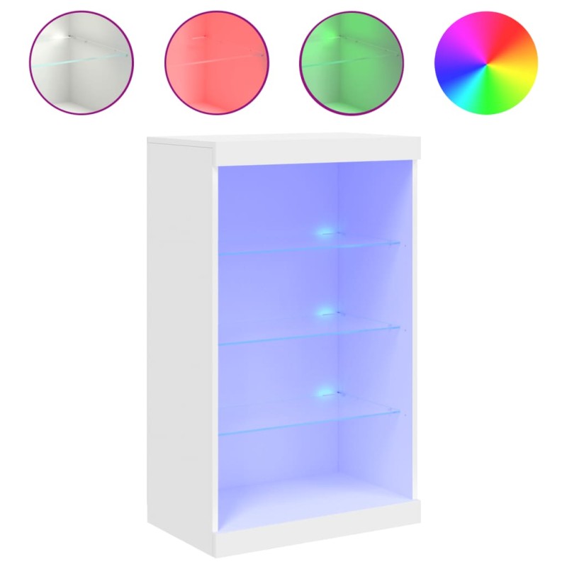 vidaXL Μπουφές με Φώτα LED Λευκός 60,5 x 37 x 100 εκ.