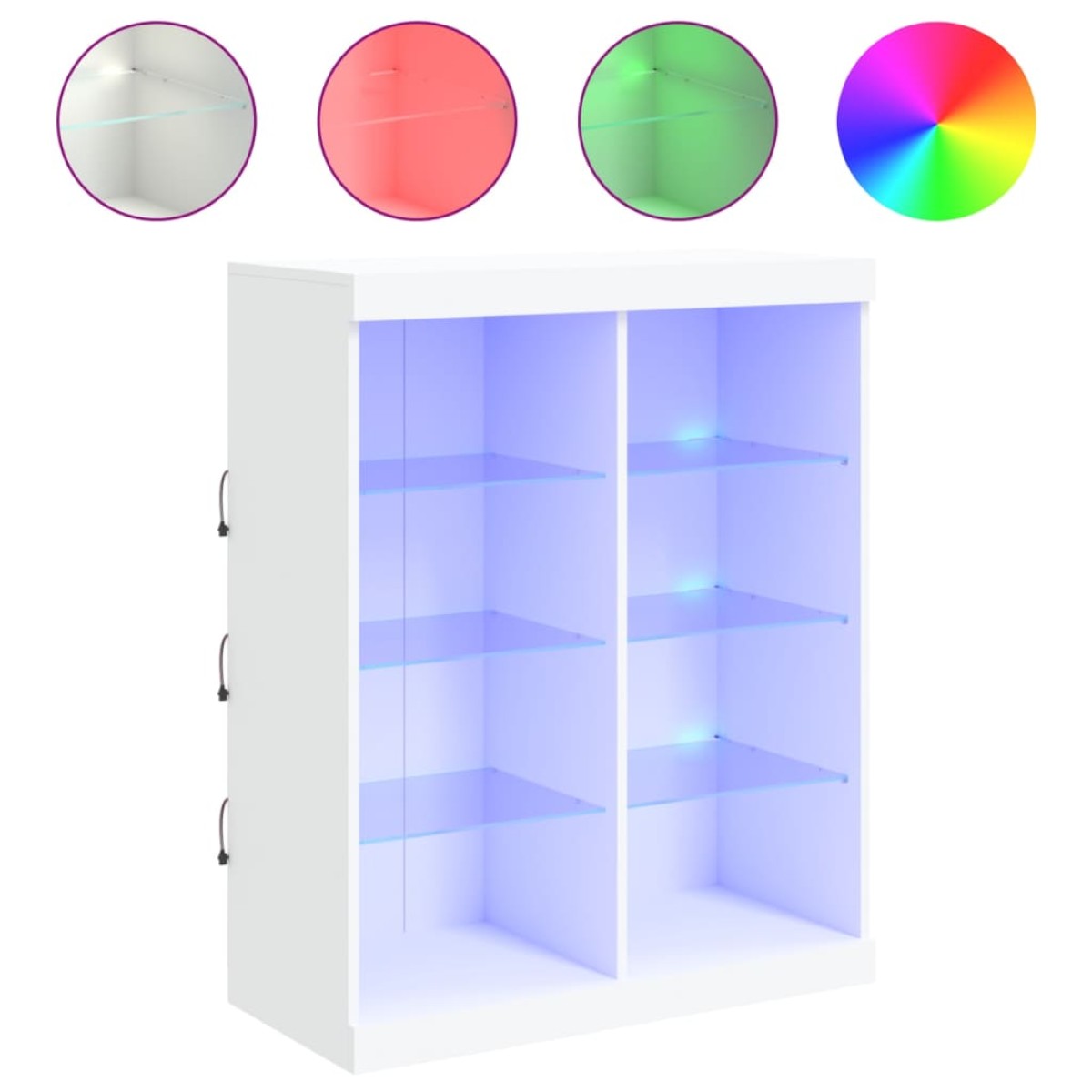 vidaXL Μπουφές με Φώτα LED Λευκός 81 x 37 x 100 εκ.