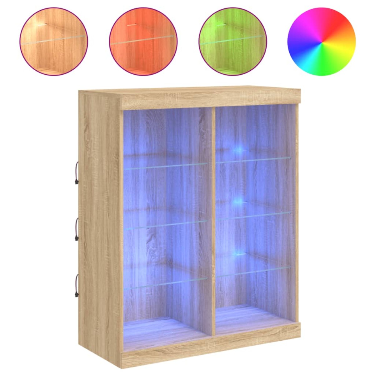 vidaXL Μπουφές με Φώτα LED Sonoma Δρυς 81 x 37 x 100 εκ.