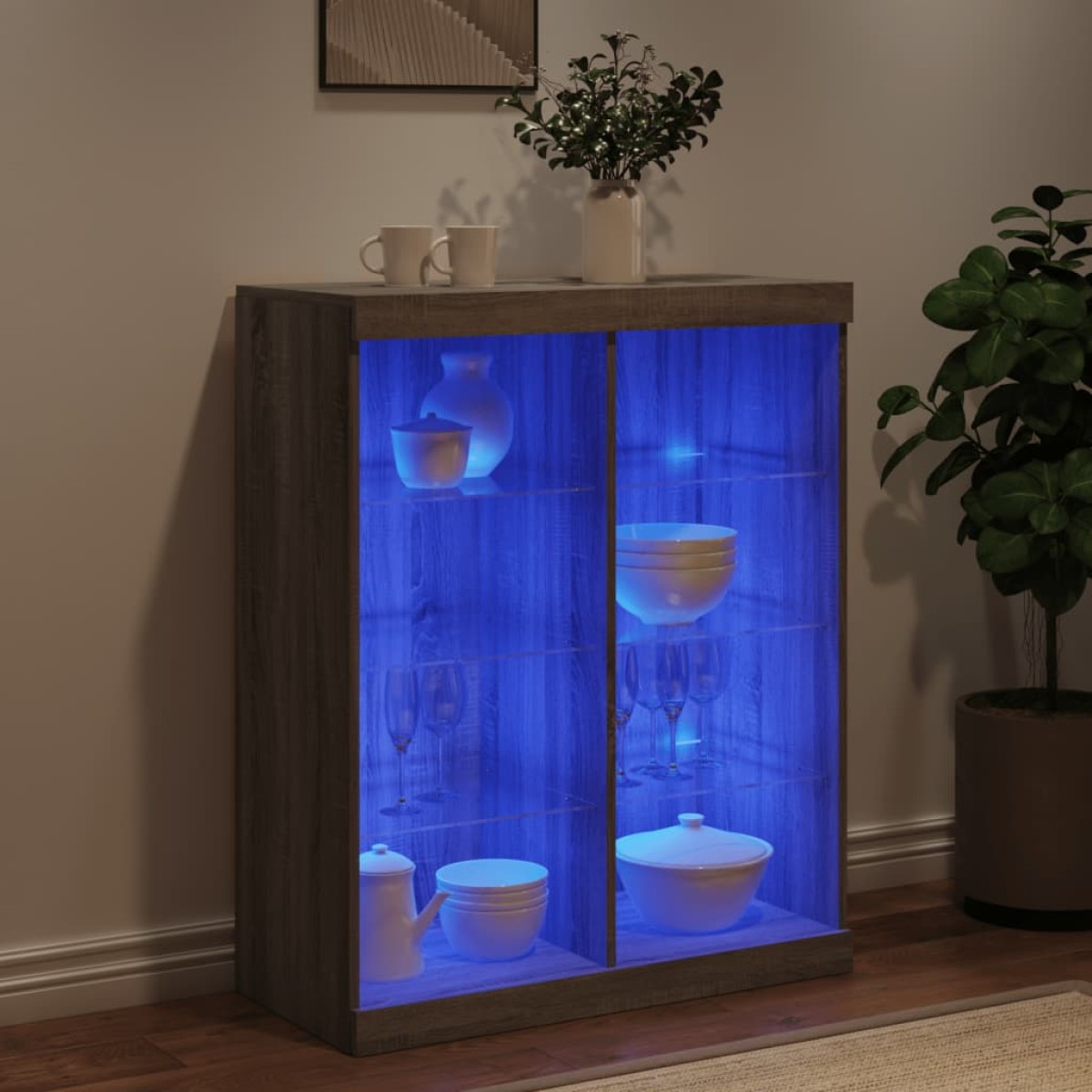 vidaXL Μπουφές με LED Γκρι Sonoma 81 x 37 x 100 εκ.