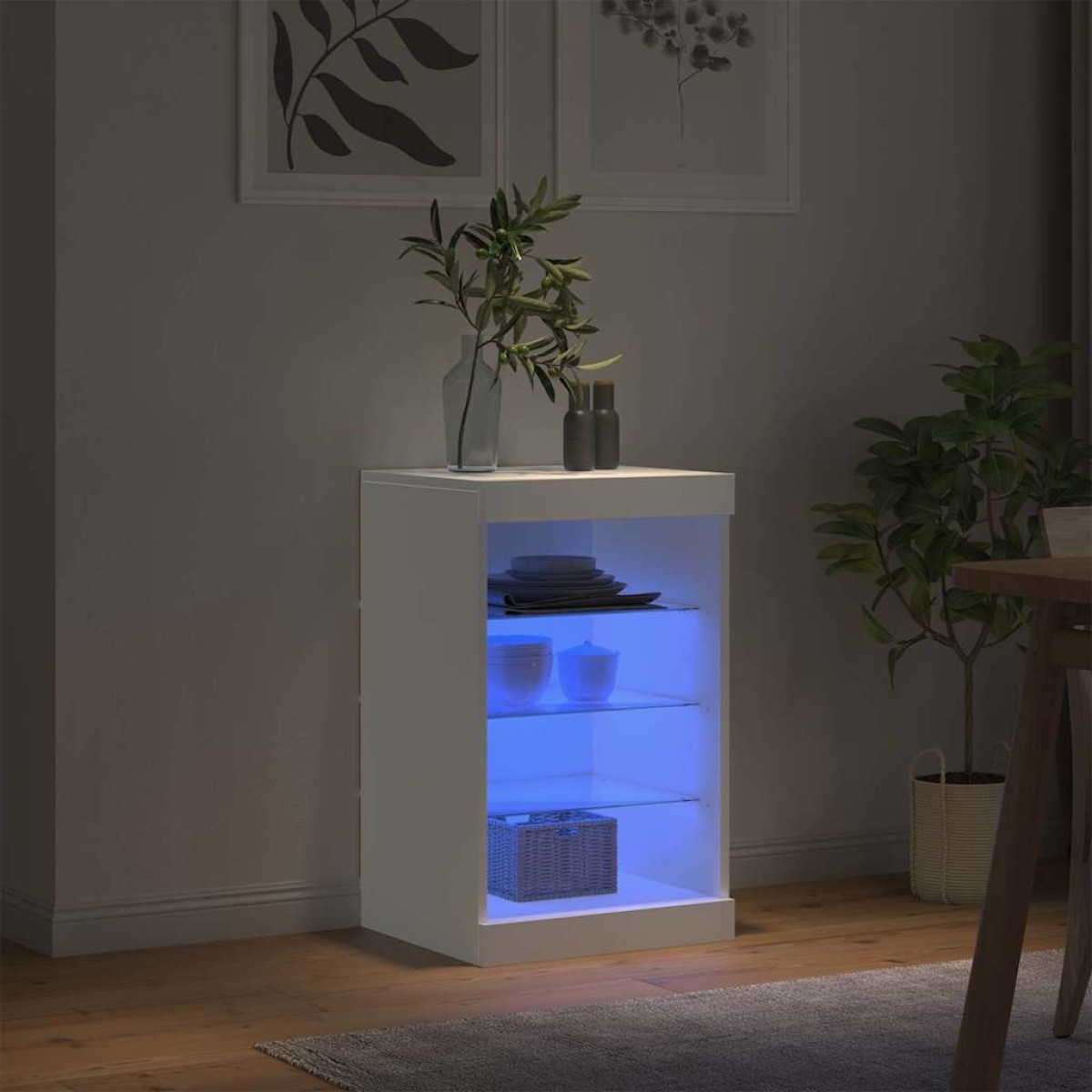 vidaXL Μπουφές με Φώτα LED Λευκός 41 x 37 x 67 εκ.