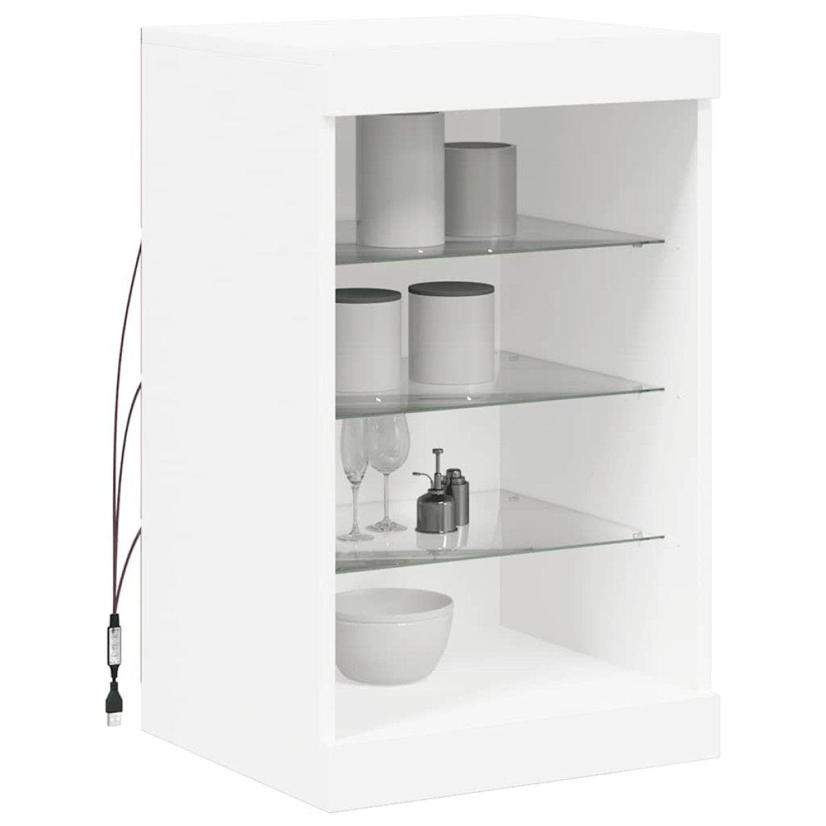 vidaXL Μπουφές με Φώτα LED Λευκός 41 x 37 x 67 εκ.