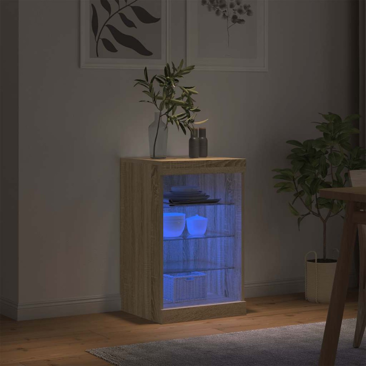 vidaXL Μπουφές με LED Sonoma Δρυς 41 x 37 x 67 εκ.