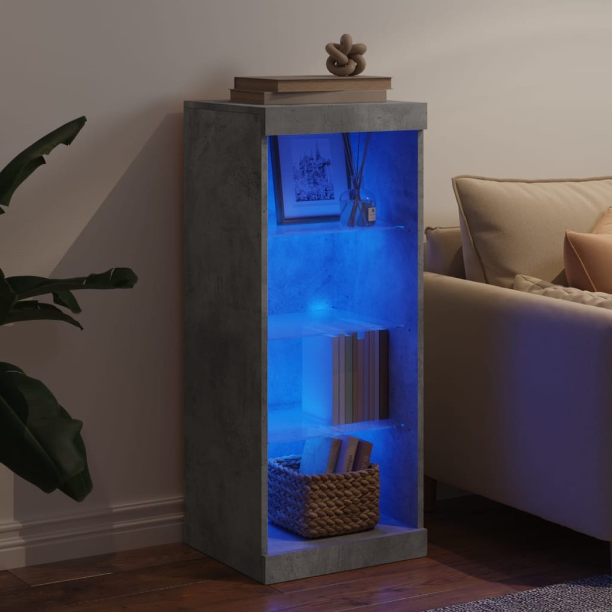 vidaXL Μπουφές με Φώτα LED Γκρι Σκυροδέματος 41 x 37 x 100 εκ.