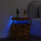 vidaXL Κομοδίνο με Φώτα LED Καπνιστή Δρυς 35 x 39 x 55 εκ.
