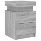 vidaXL Κομοδίνα με Φώτα LED 2 Τεμ. Γκρι Sonoma 35 x 39 x 55 εκ.