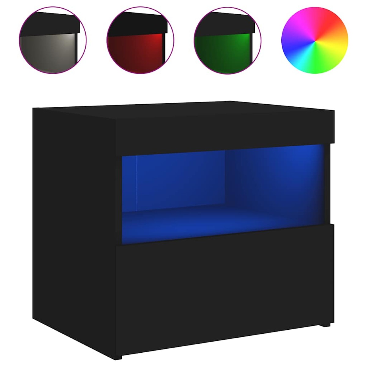 vidaXL Κομοδίνα με Φώτα LED 2 τεμ. Μαύρα 50 x 40 x 45 εκ.