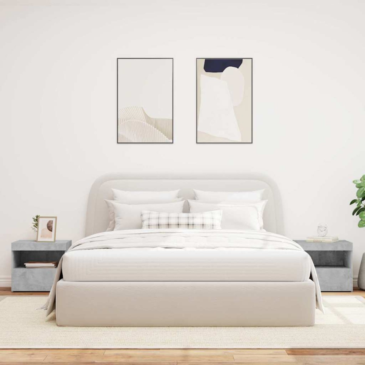 vidaXL Κομοδίνα με Φώτα LED 2 τεμ. Γκρι Σκυροδέματος 50x40x45 εκ.