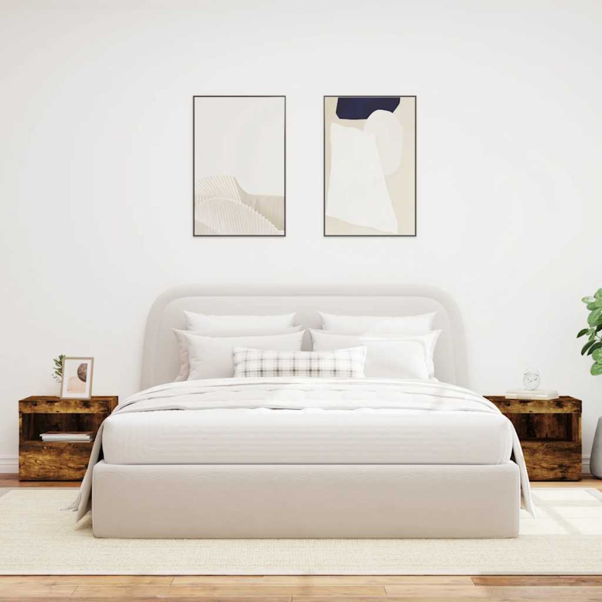 vidaXL Κομοδίνα με Φώτα LED 2 τεμ. Καπνιστή Δρυς 50x40x45 εκ.