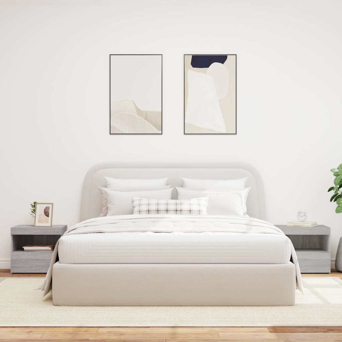 vidaXL Κομοδίνα με Φώτα LED 2 τεμ. Γκρι Sonoma 50x40x45 εκ.