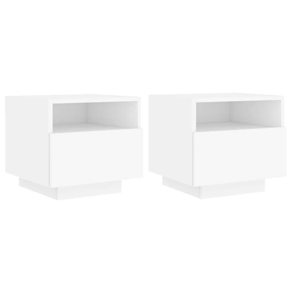vidaXL Κομοδίνο με Φώτα LED Λευκό 40 x 39 x 37 εκ.