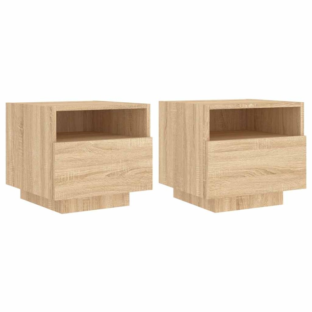 vidaXL Κομοδίνα με Φώτα LED 2 τεμ. Sonoma Δρυς 40 x 39 x 37 εκ.