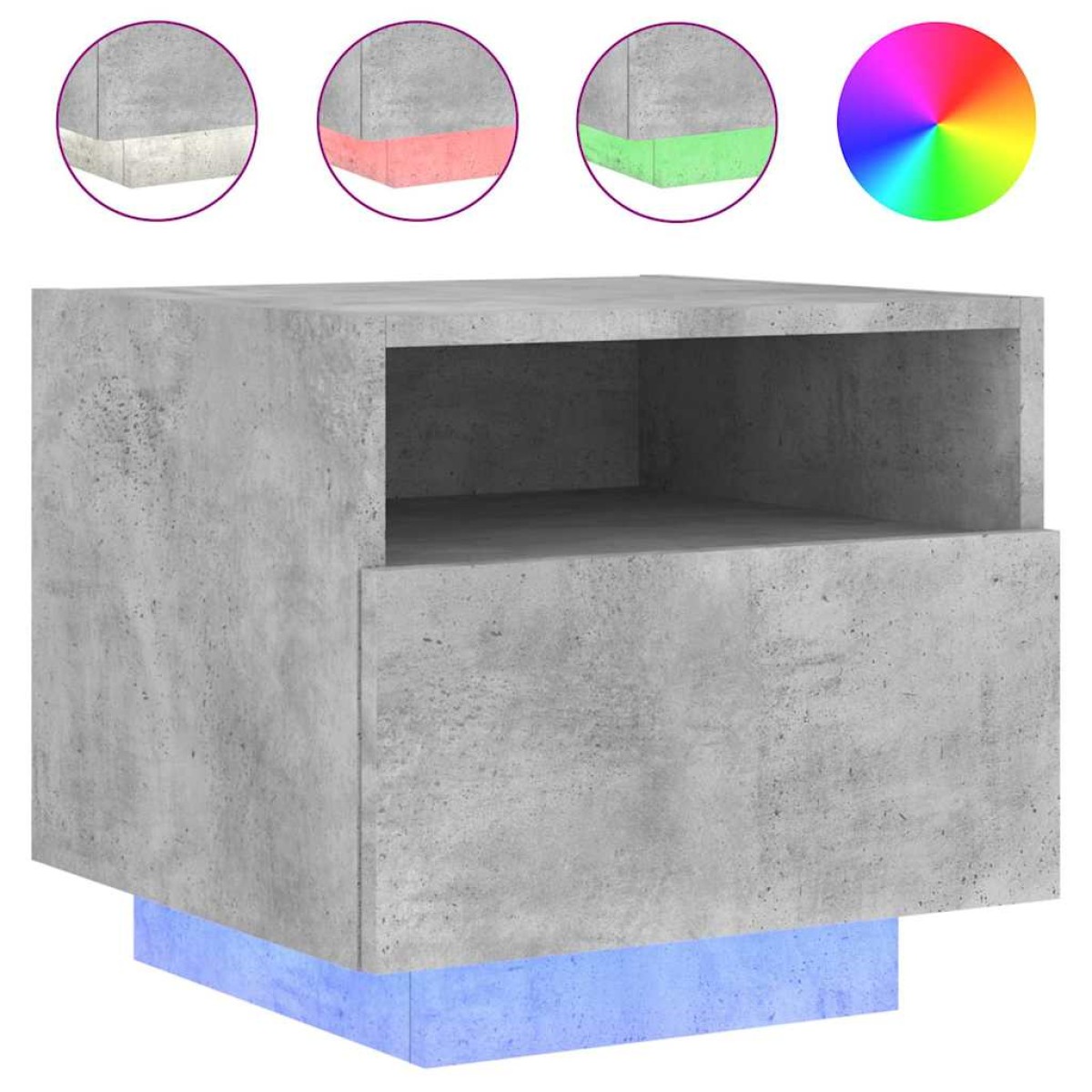 vidaXL Κομοδίνα με Φώτα LED 2 τεμ. Γκρι Σκυροδέματος 40 x 39 x 37 εκ.