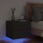 vidaXL Κομοδίνο Επιτοίχιο με Φώτα LED Μαύρο