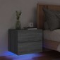 vidaXL Κομοδίνο Επιτοίχιο με Φώτα LED Γκρι Sonoma