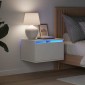 vidaXL Κομοδίνο Επιτοίχιο με Φώτα LED Λευκό