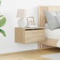 vidaXL Κομοδίνα Επιτοίχια με Φώτα LED 2 τεμ. Sonoma Δρυς