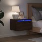 vidaXL Κομοδίνο Επιτοίχιο με Φώτα LED Καφέ Δρυς