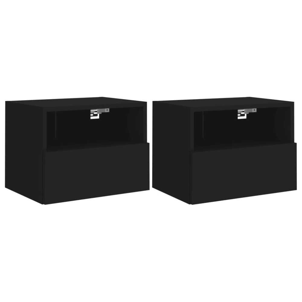 vidaXL Έπιπλα Τοίχου Τηλεόρασης 2 τεμ. Μαύρα 40x30x30 εκ. Επεξ. Ξύλο