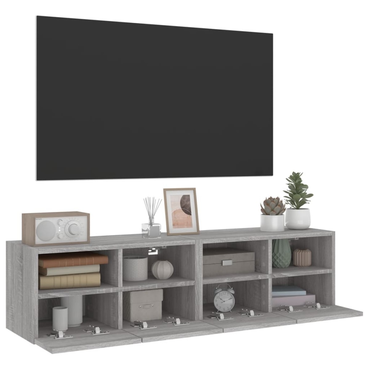 vidaXL Έπιπλα Τοίχου Τηλεόρασης 2τεμ Γκρι Sonoma 60x30x30εκ Επεξ. Ξύλο