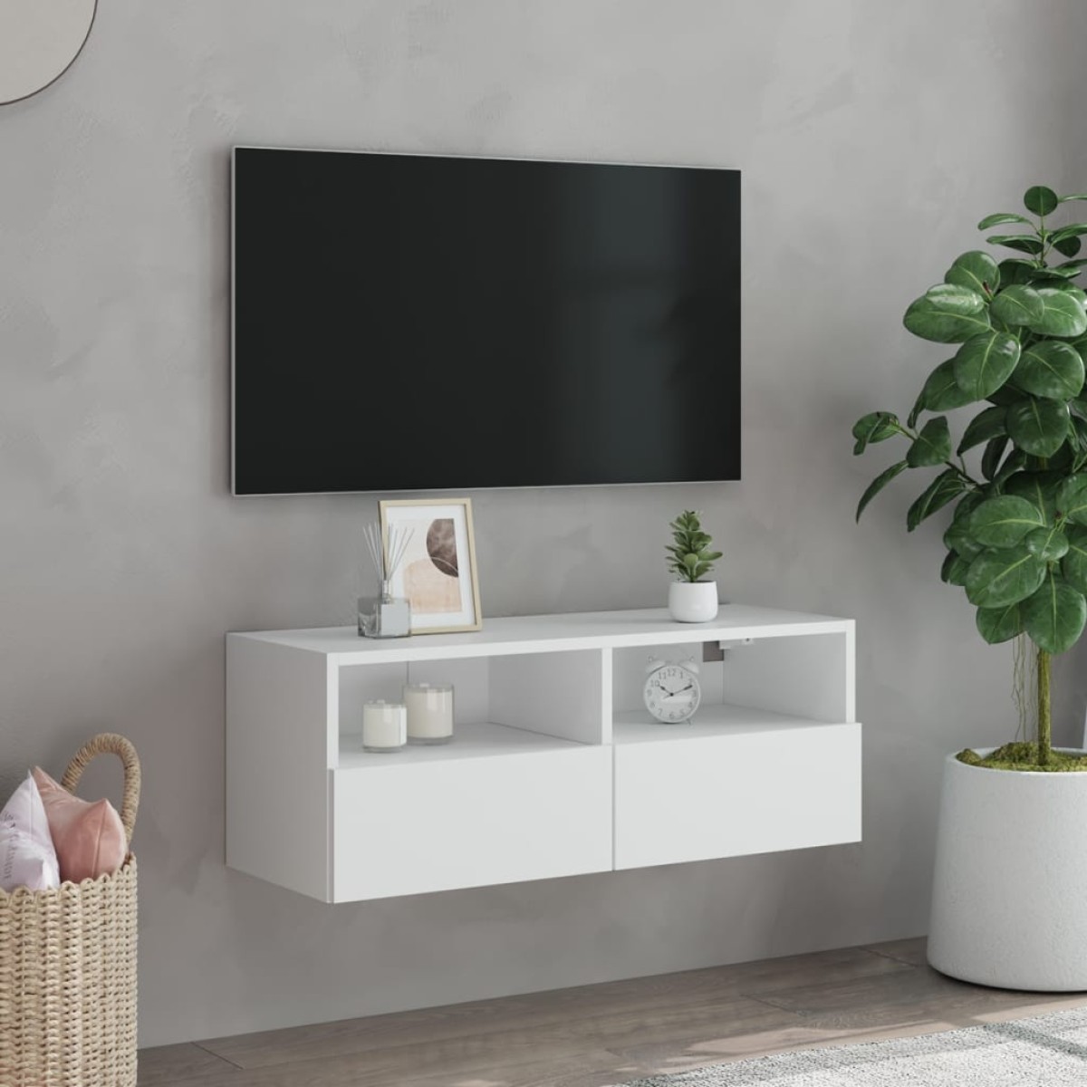 vidaXL Έπιπλο Τοίχου Τηλεόρασης Λευκό 80 x 30 x 30 εκ. από Επεξ. Ξύλο