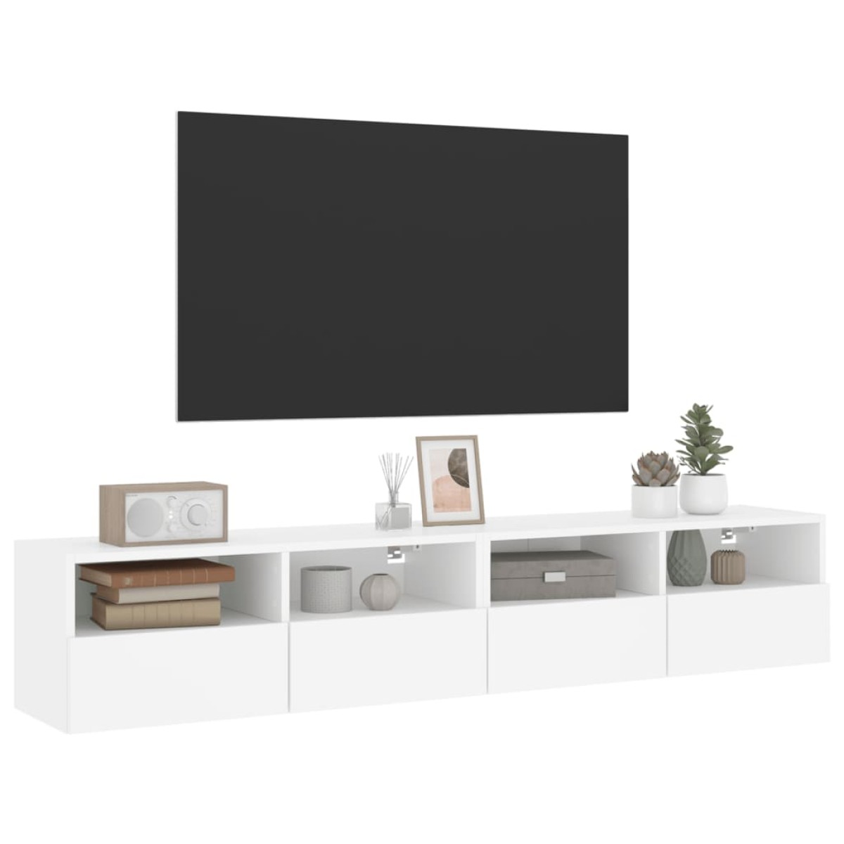 vidaXL Έπιπλα Τοίχου Τηλεόρασης 2 τεμ. Λευκά 80x30x30 εκ. Επεξ. Ξύλο