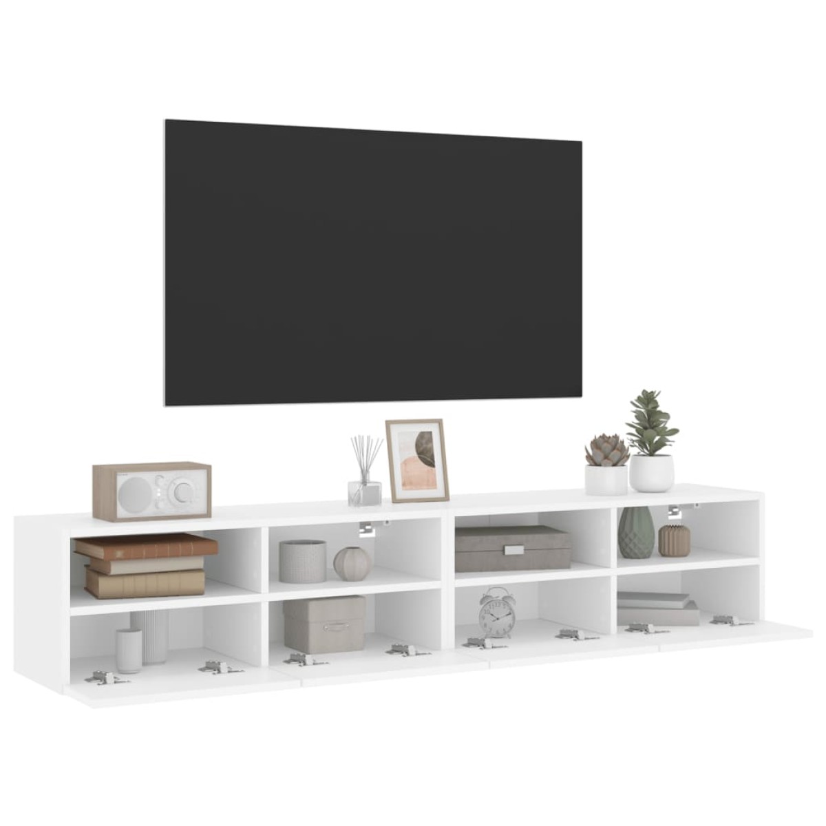 vidaXL Έπιπλα Τοίχου Τηλεόρασης 2 τεμ. Λευκά 80x30x30 εκ. Επεξ. Ξύλο