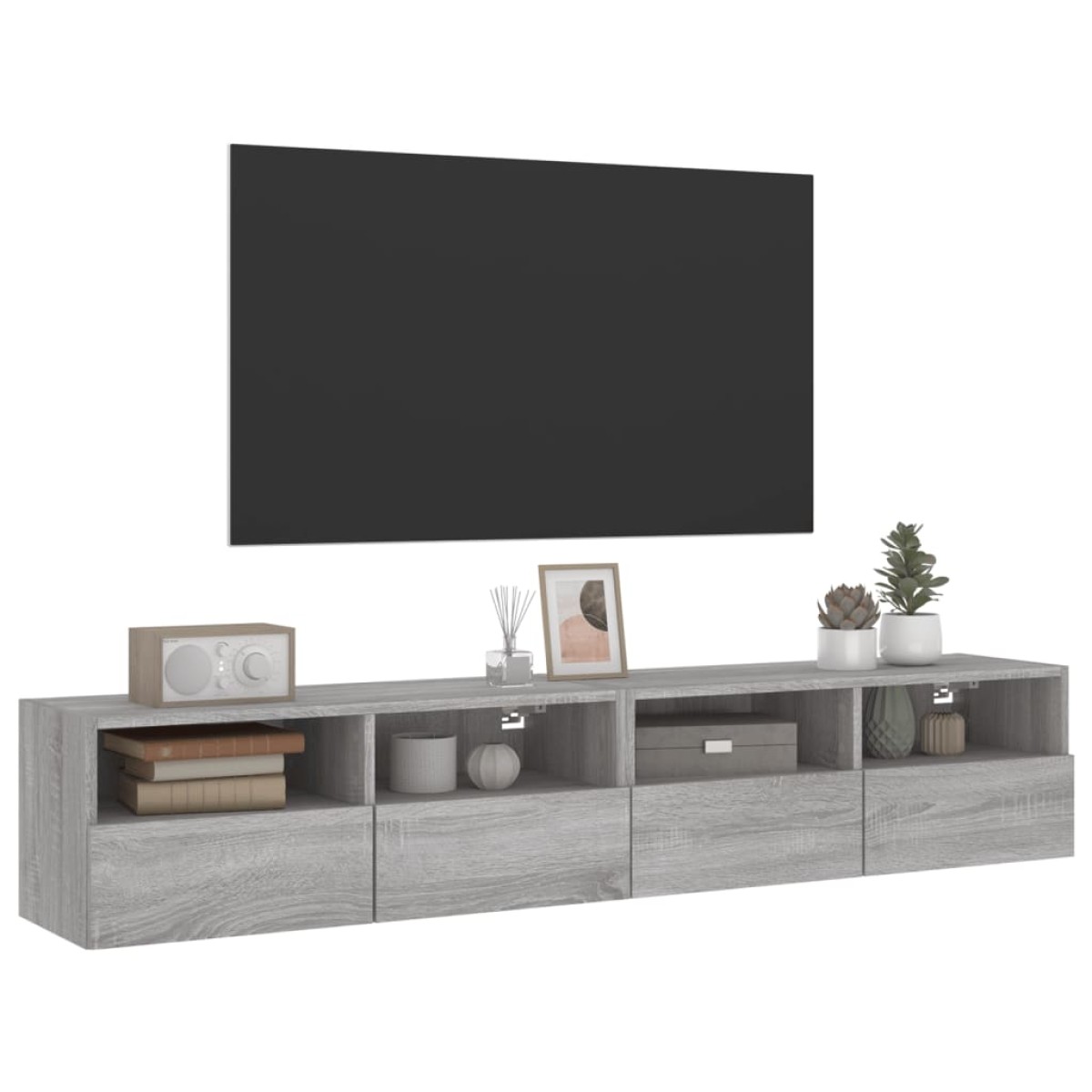 vidaXL Ντουλάπια Τοίχου Τηλ. 2 τεμ. Γκρι Sonoma 80x30x30εκ. Επεξ. Ξύλο