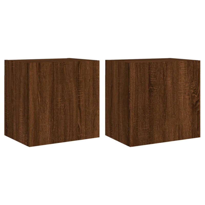 vidaXL Ντουλάπια Τοίχου Τηλ. 2 τεμ. Καφέ Δρυς 40,5x30x40 εκ Επεξ.Ξύλο