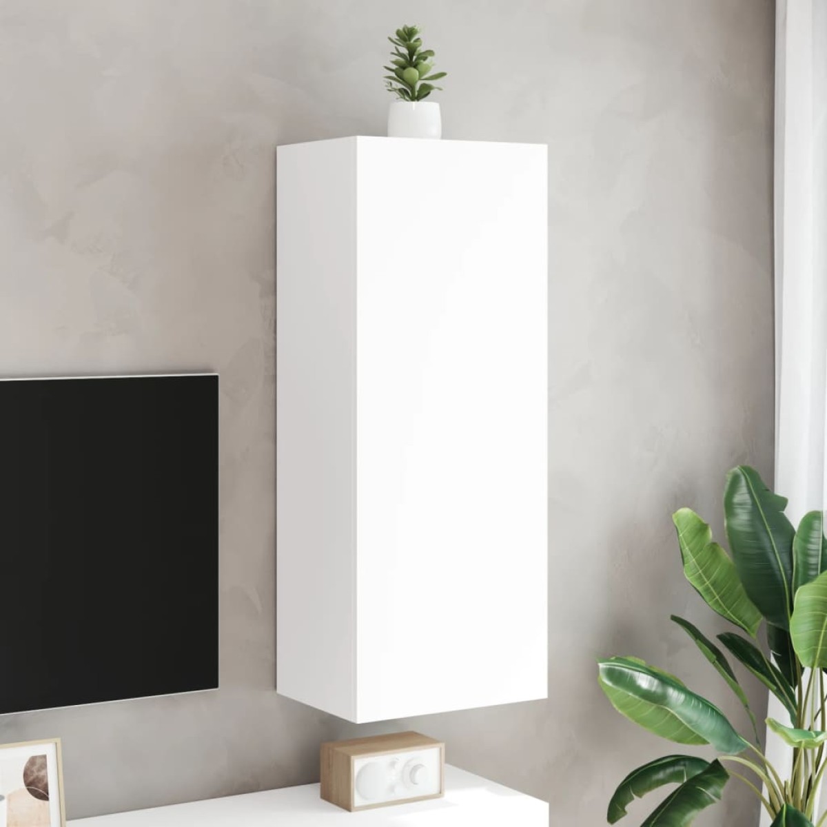 vidaXL Έπιπλο Τοίχου Τηλεόρασης Λευκό 40,5x30x102 εκ. από Επεξ. Ξύλο