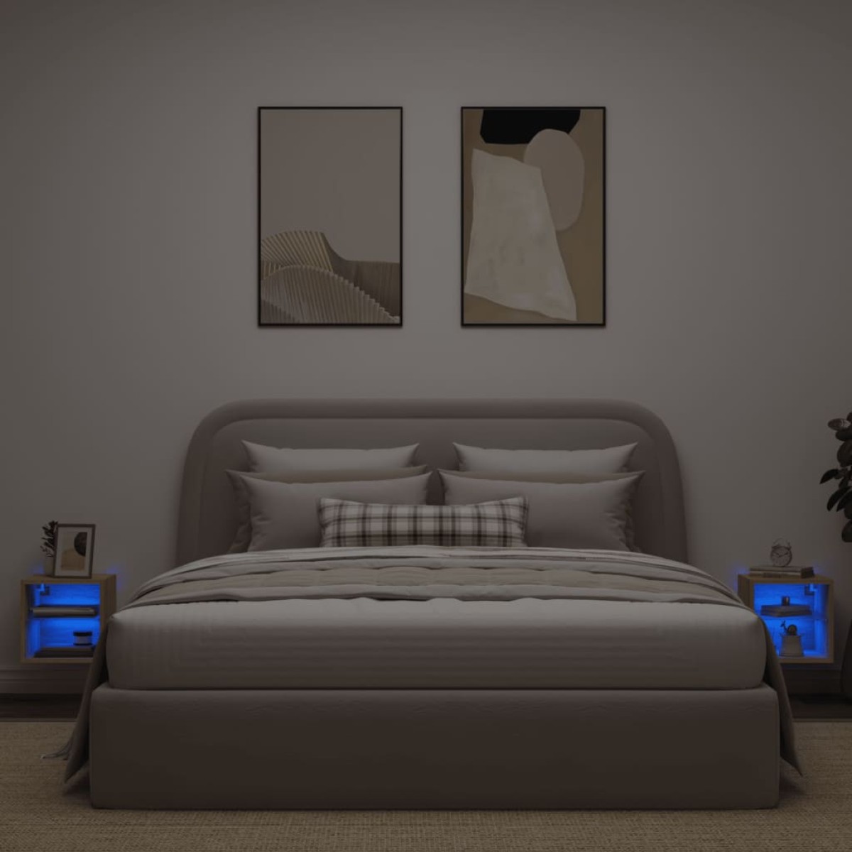 vidaXL Έπιπλα Τοίχου Τηλ. με LED 2 Τεμ. Sonoma Δρυς 30 x 28,5 x 30 εκ.